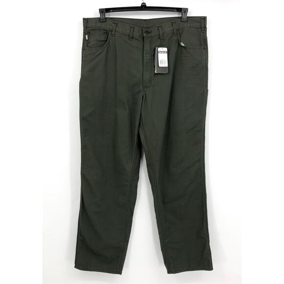 CARHARTT Mens Flame-Resistant Canvas Pants 44x36 Green Loose Fit Midweight  NWT - Picture 5 of 12